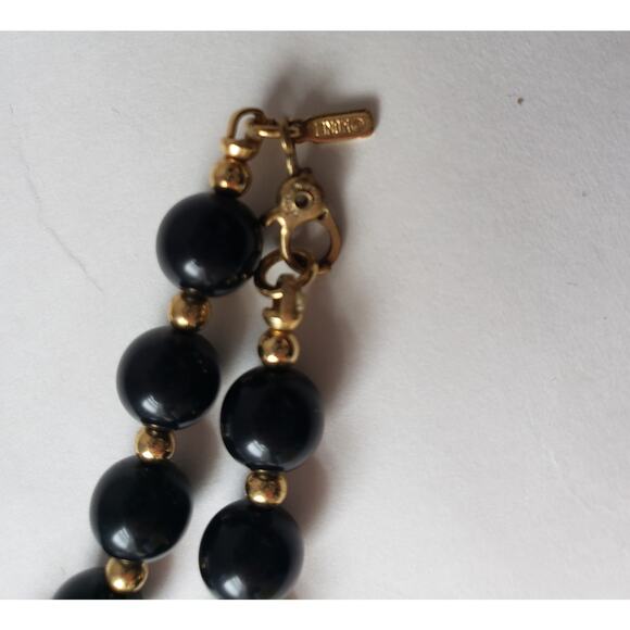 Vintage Monet Black and Gold Toned Beaded Fashion/Costume Necklace - Picture 3 of 6